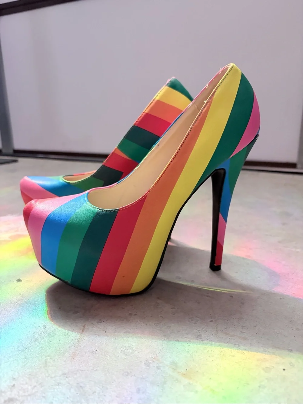 Lolli Couture Rainbow Striped  Heels